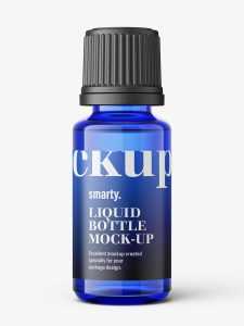Blue essential oil bottle mockup / 15ml