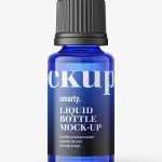 Blue essential oil bottle mockup / 20ml - Free PSD Download Blue essential oil bottle mockup / 20ml