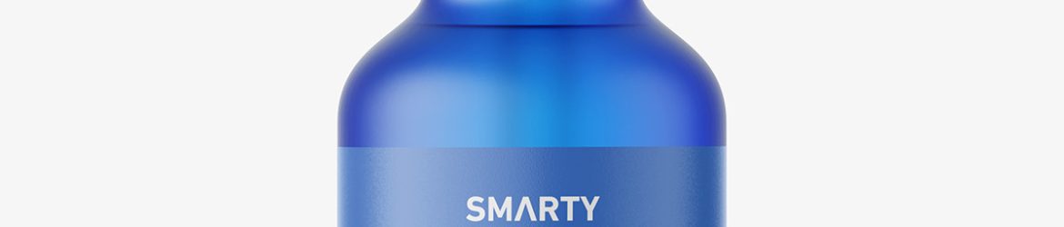 Blue frosted dropper bottle mockup