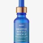 Blue frosted dropper bottle mockup