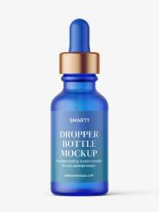 Blue frosted dropper bottle mockup