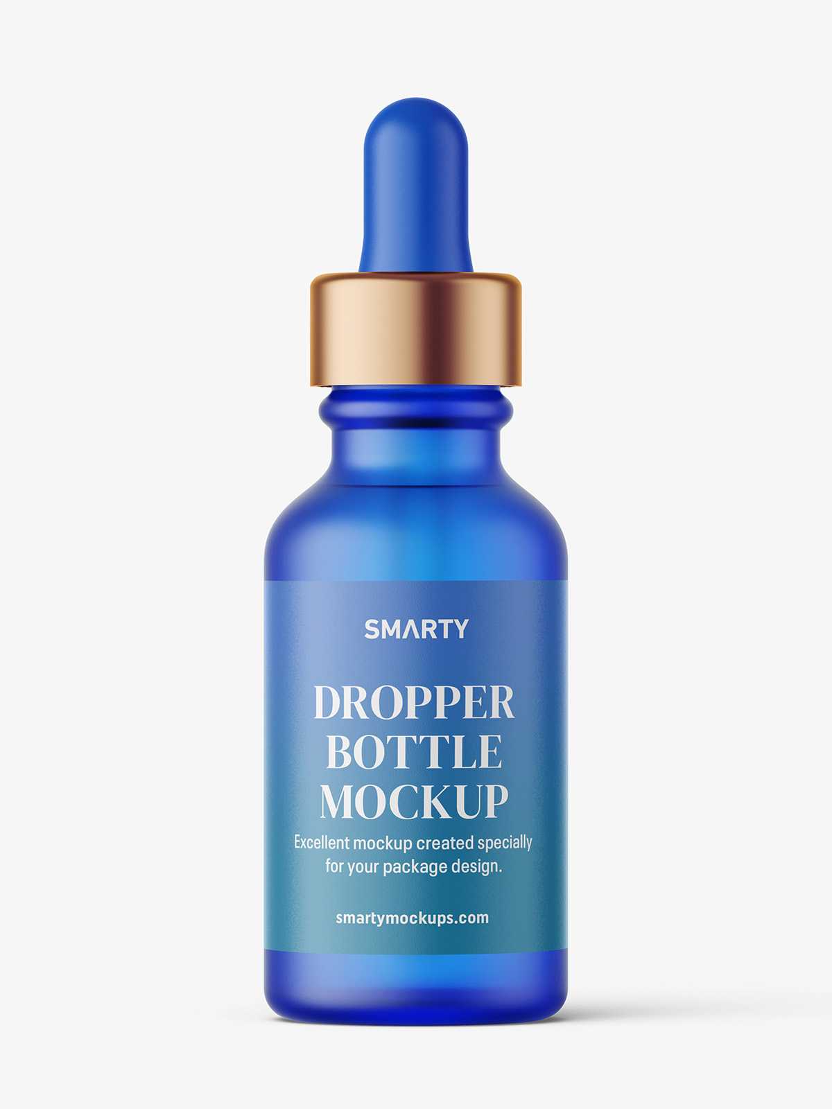 Blue frosted dropper bottle mockup