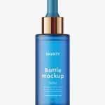 Blue frosted dropper bottle mockup