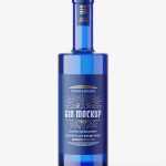 Blue gin bottle mockup