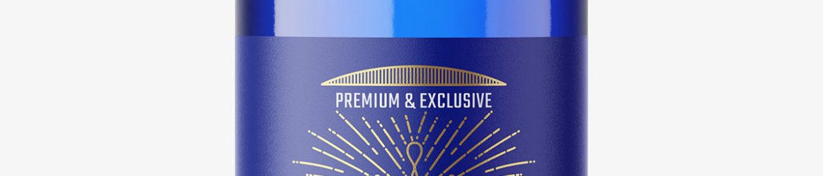 Blue gin bottle mockup