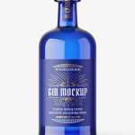 Blue gin bottle mockup