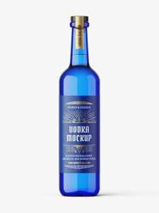 Blue gin bottle mockup
