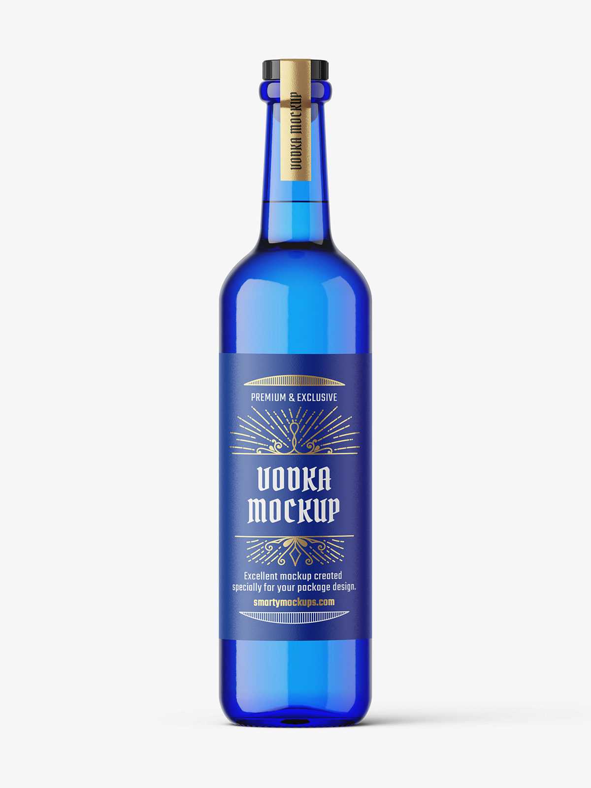 Blue gin bottle mockup