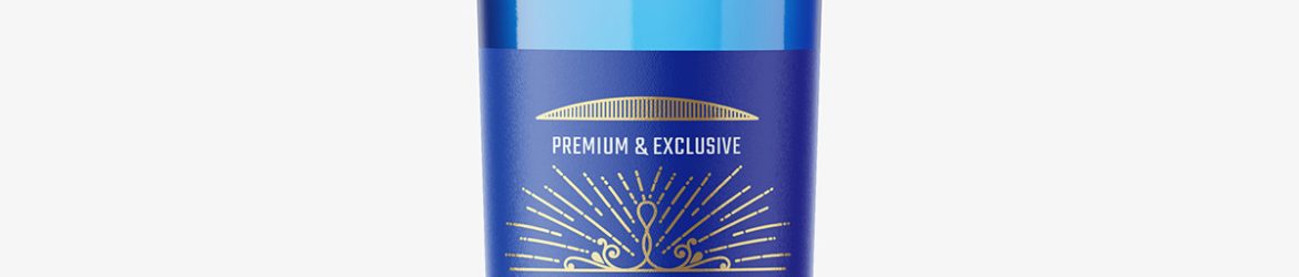 Blue gin bottle mockup