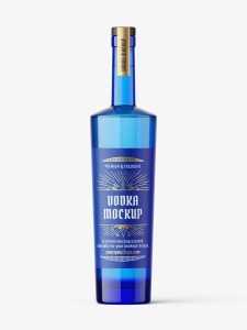 Blue gin bottle mockup