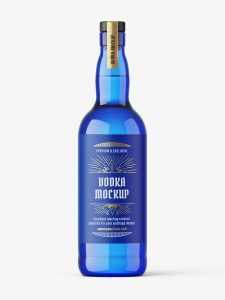 Blue gin bottle mockup