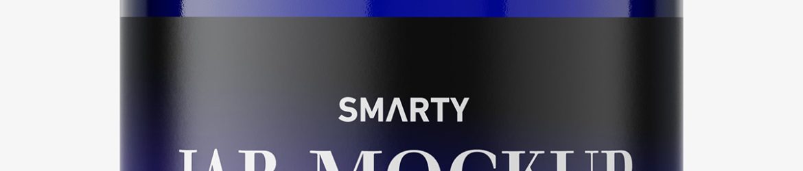 Blue glass jar mockup