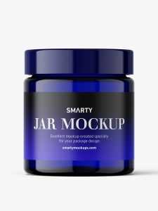 Blue glass jar mockup
