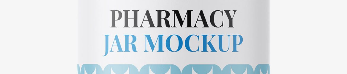 Blue jar with pills mockup