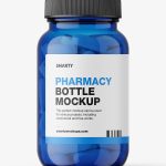 Blue jar with pills mockup