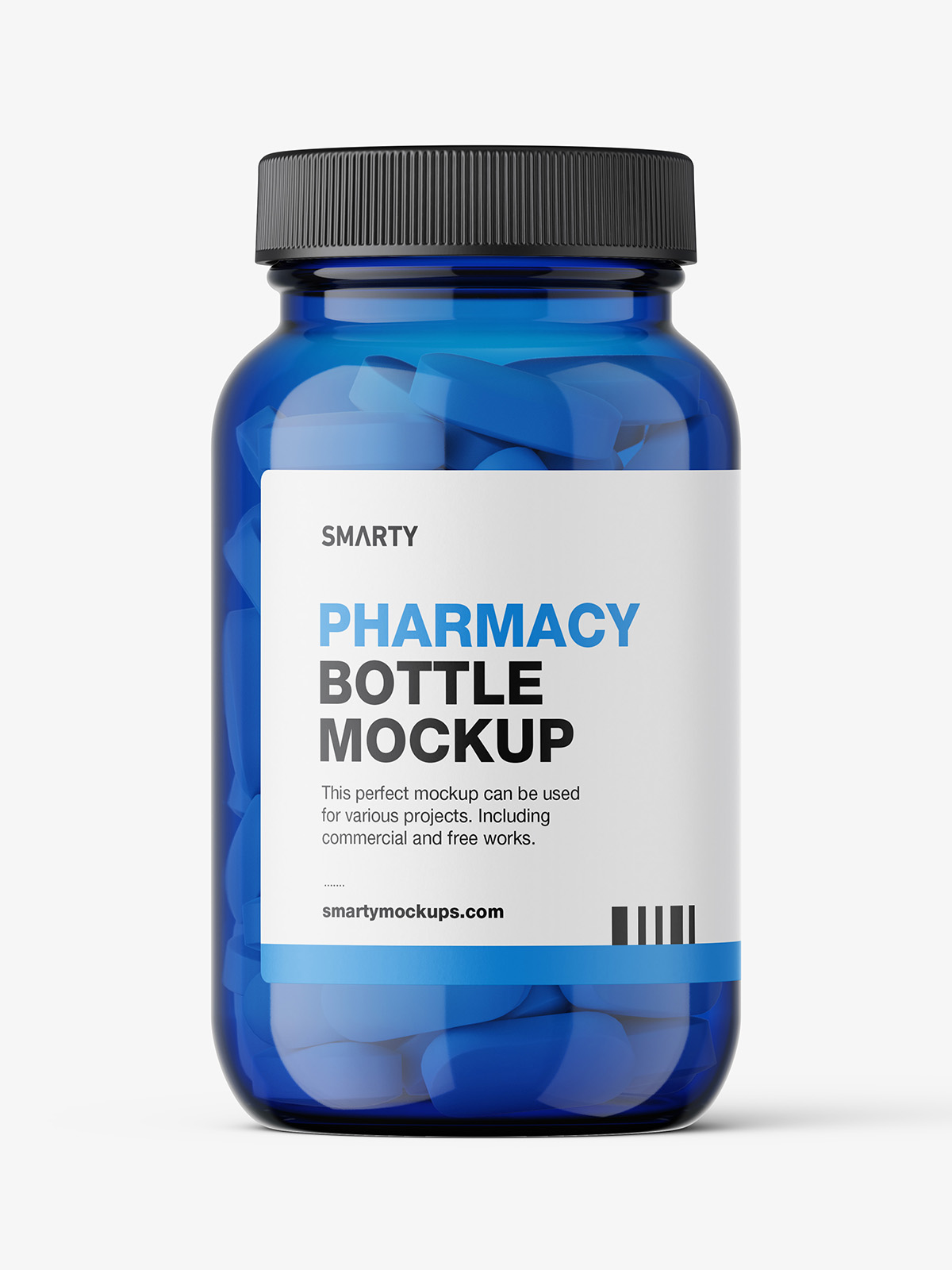Blue jar with pills mockup