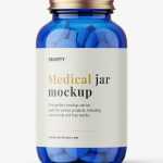 Blue jar with round tablets mockup - Free PSD Download Blue jar with round tablets mockup