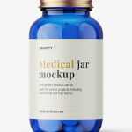 Blue jar with tablets mockup - Free PSD Download Blue jar with tablets mockup