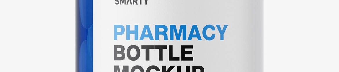 Blue jar with tablets mockup Blue jar with tablets mockup