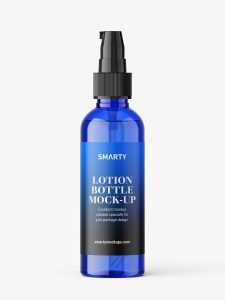 Blue lotion pump bottle mockup