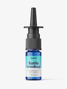 Blue nasal spray bottle mockup