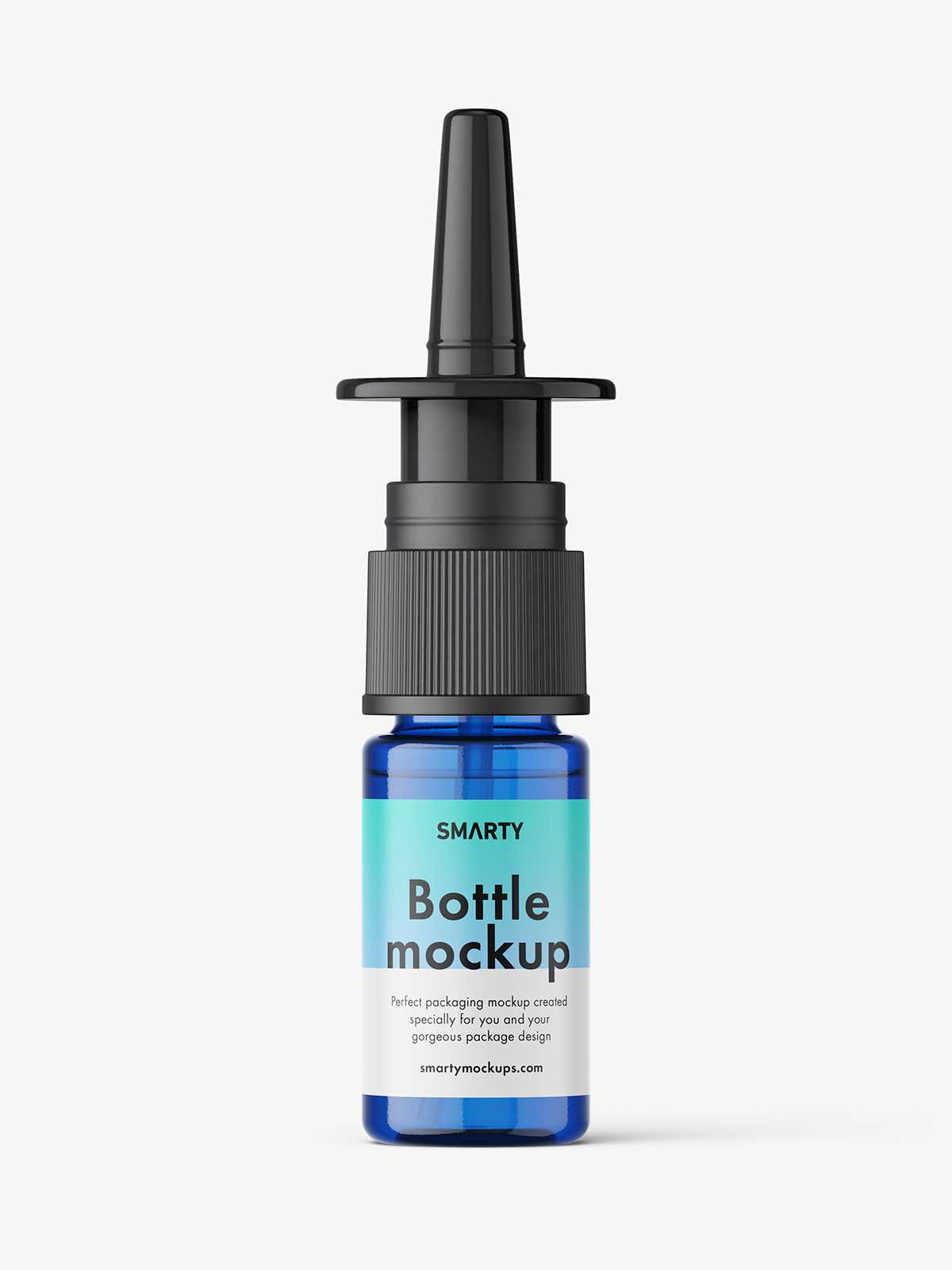 Blue nasal spray bottle mockup