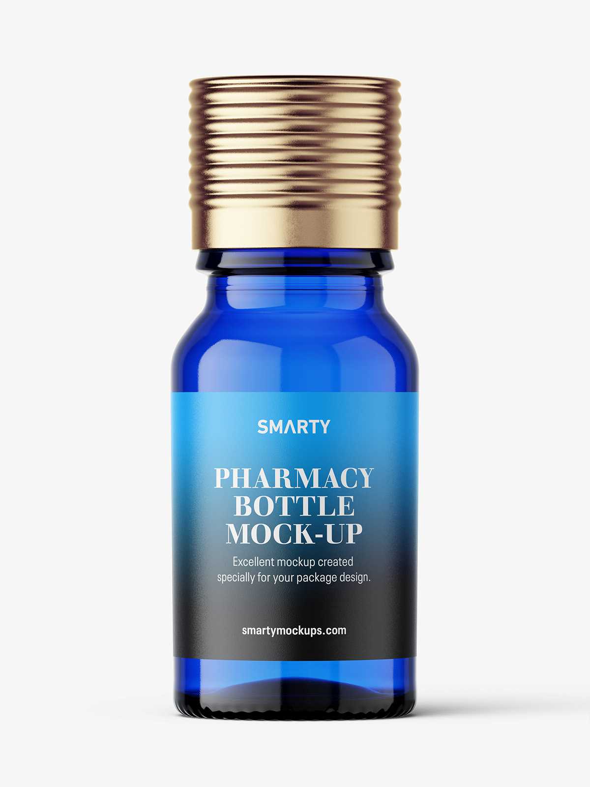 Blue pharmaceutical bottle with silver cap