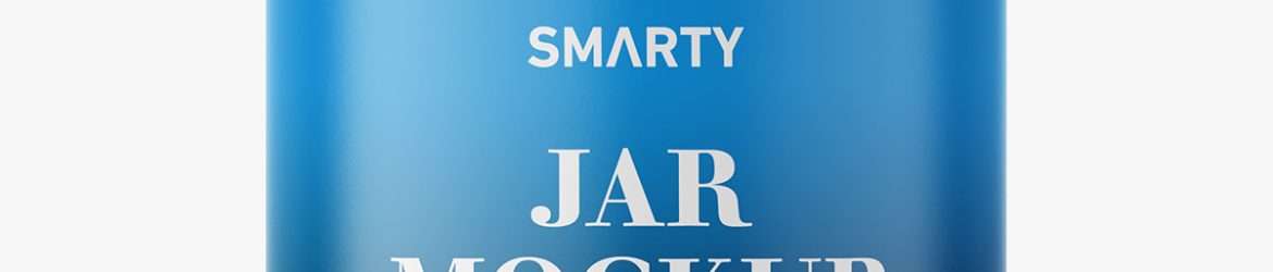 Blue plastic jar mockup