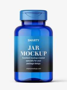 Blue plastic jar mockup