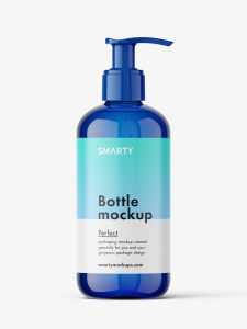 Blue pump bottle mockup