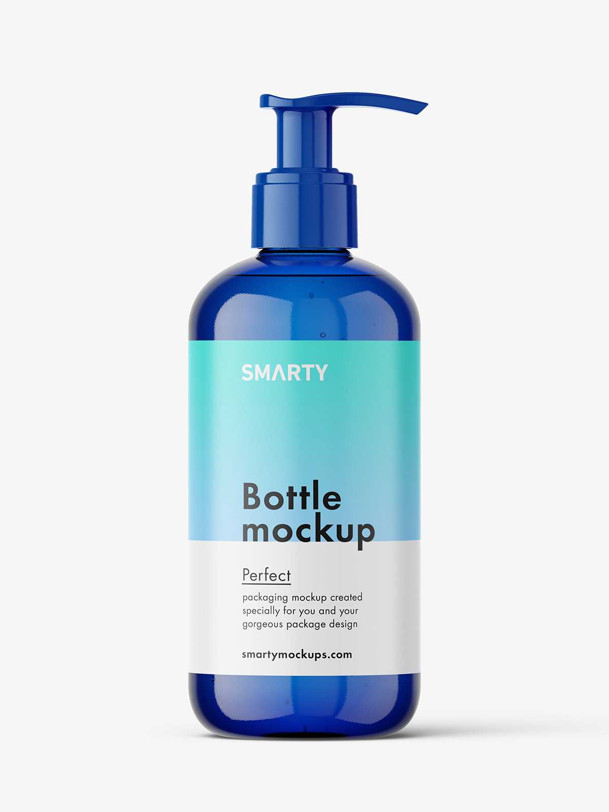 Blue pump bottle mockup