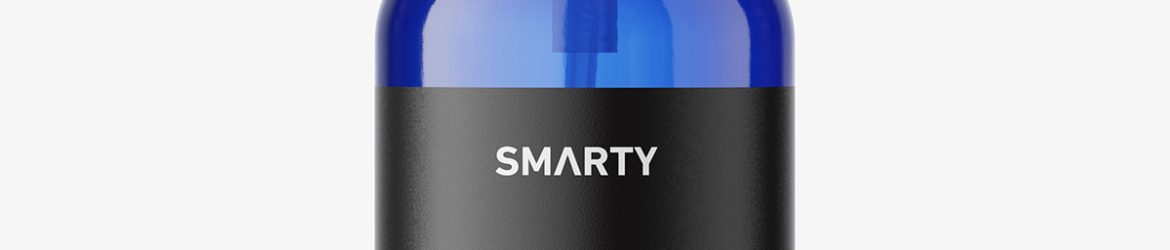 Blue pump bottle mockup / 100 ml