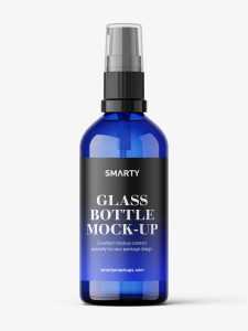 Blue pump bottle mockup / 100 ml