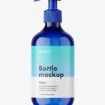 Blue pump bottle mockup
