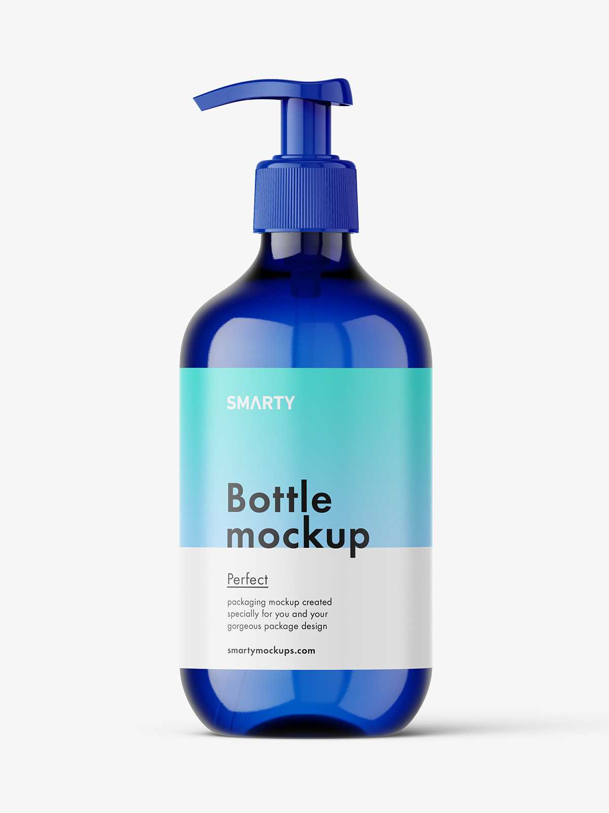 Blue pump bottle mockup
