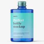 Blue screw cap bottle mockup