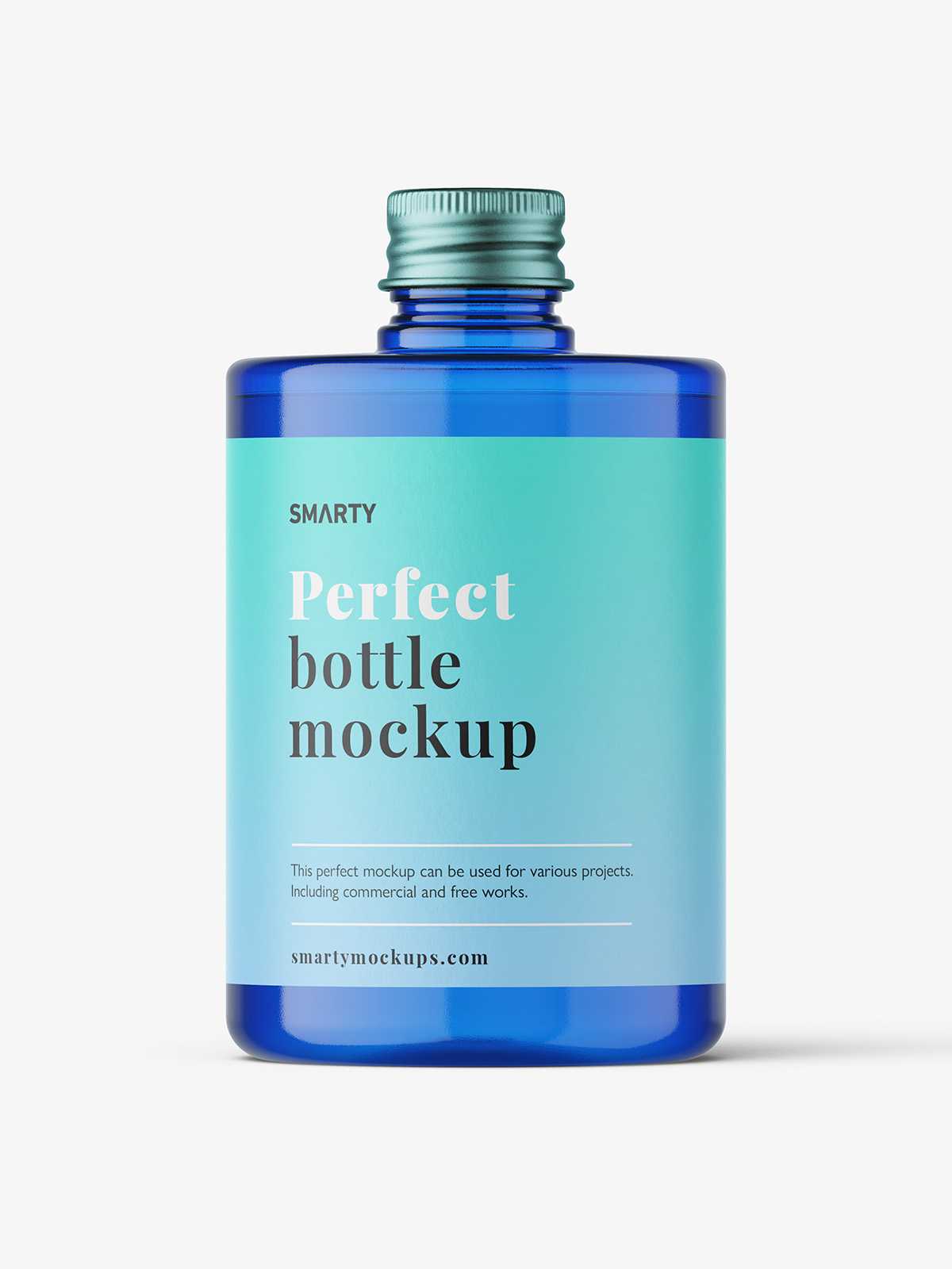 Blue screw cap bottle mockup