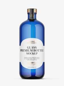 Blue spirit bottle mockup