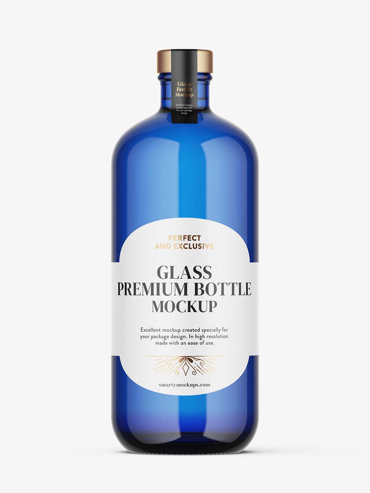 Blue spirit bottle mockup