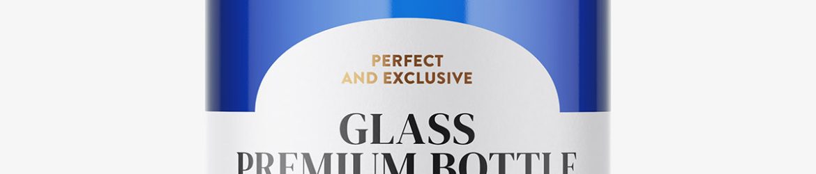 Blue spirit bottle mockup