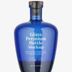 Blue spirits bottle mockup