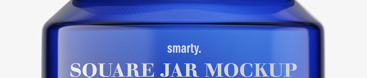 Blue square base jar mockup / 8oz