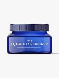 Blue square base jar mockup / 8oz