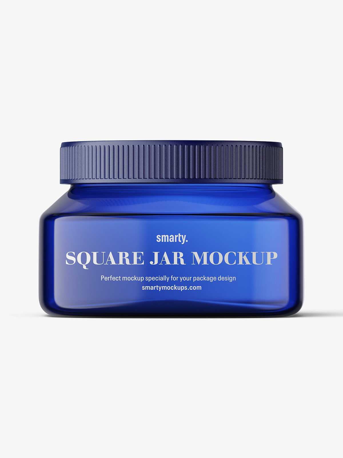 Blue square base jar mockup / 8oz