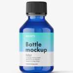 Blue syrup bottle mockup