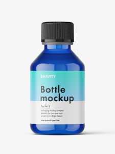Blue syrup bottle mockup