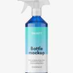 Blue trigger spray bottle mockup