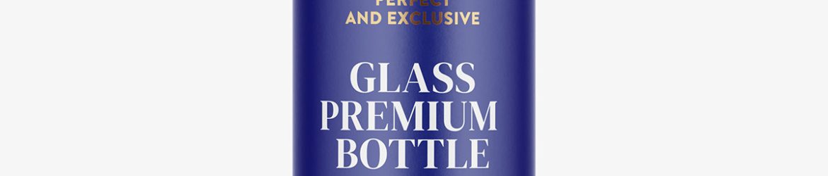 Blue vodka bottle mockup