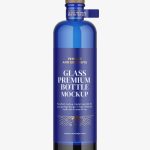 Blue vodka bottle mockup