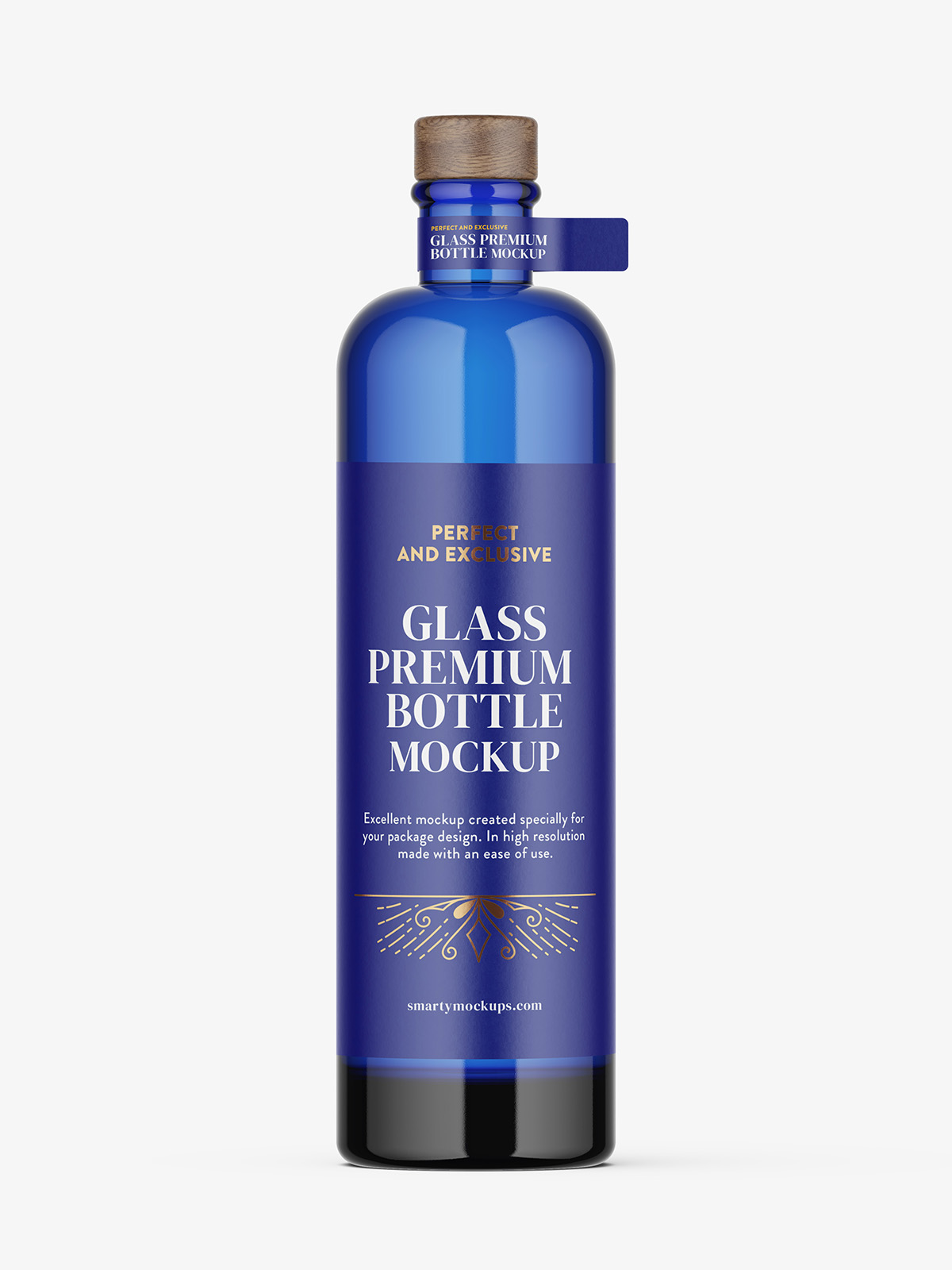 Blue vodka bottle mockup